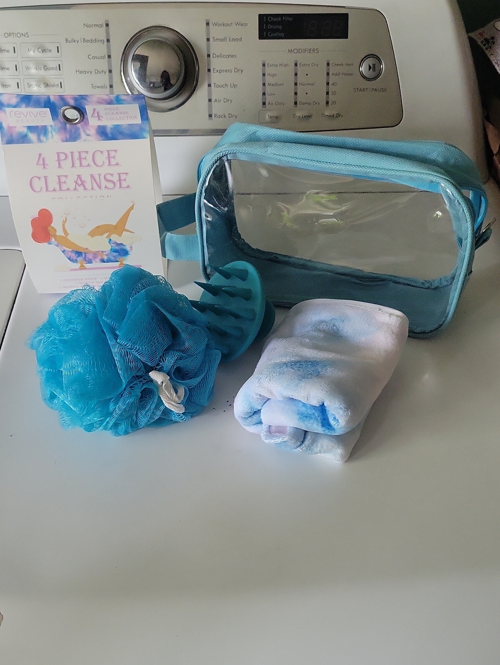 4-Piece Bath Cleansing Set with Clear Travel Bag - Blue